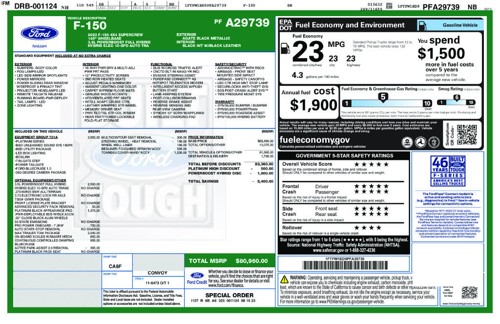 Used 2023 Ford F150 Platinum w/ Equipment Group 701A High AWD/4WD image 3