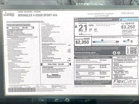 New 2026 Jeep Wrangler Unlimited Sport AWD/4WD image 35