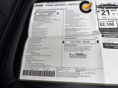 Certified 2023 Jeep Grand Cherokee L Limited w/ Black Appearance Package AWD/4WD image 47