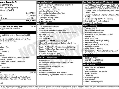Used 2025 Nissan Armada SL w/ Captain's Chari Seat Package image 47