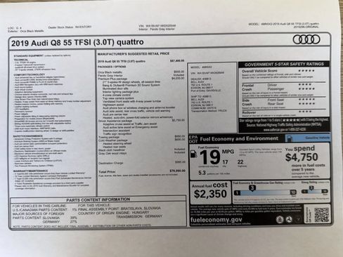 Used 2019 Audi Q8 Premium Plus w/ Premium Plus image 98