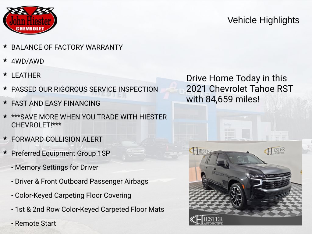 Certified 2021 Chevrolet Tahoe RST w/ Rear Media and Nav Package AWD/4WD image 7