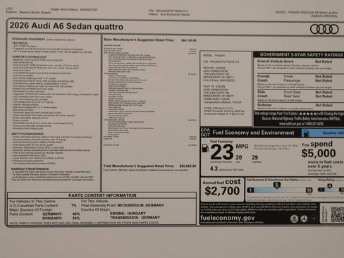 New 2026 Audi A6 Prestige image 32