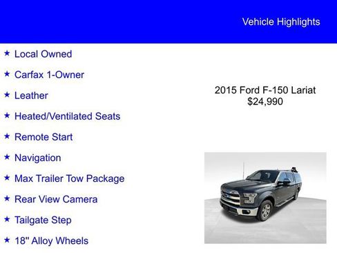 Used 2015 Ford F150 Lariat w/ Equipment Group 502A Luxury image 2