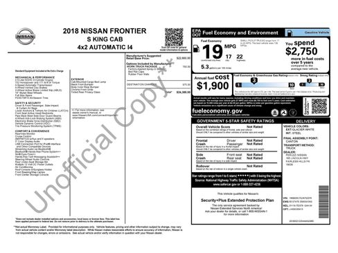 Used 2018 Nissan Frontier S w/ Work Truck Package RWD image 6