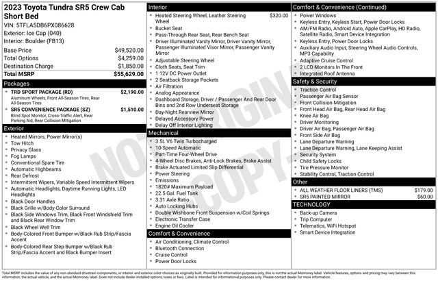 Used 2023 Toyota Tundra SR5 w/ TRD Sport Package AWD/4WD image 12