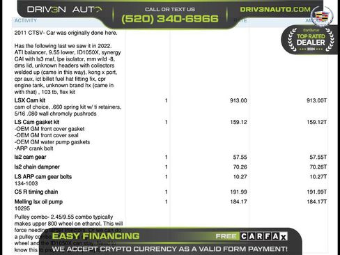 Used 2011 Cadillac CTS V w/ Wood Trim Package RWD image 32