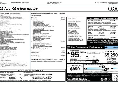 Used 2025 Audi Q6 e-tron Prestige w/ Black Warm Weather Package AWD/4WD image 3
