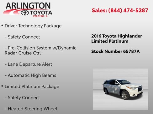 Used 2016 Toyota Highlander Limited Platinum AWD/4WD image 2