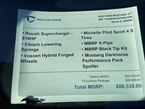 New 2026 Ford Mustang GT w/ GT Performance Package RWD image 19