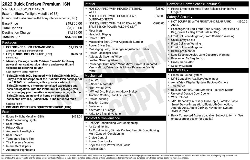 Used 2022 Buick Enclave Premium w/ Experience Buick Package FWD image 3