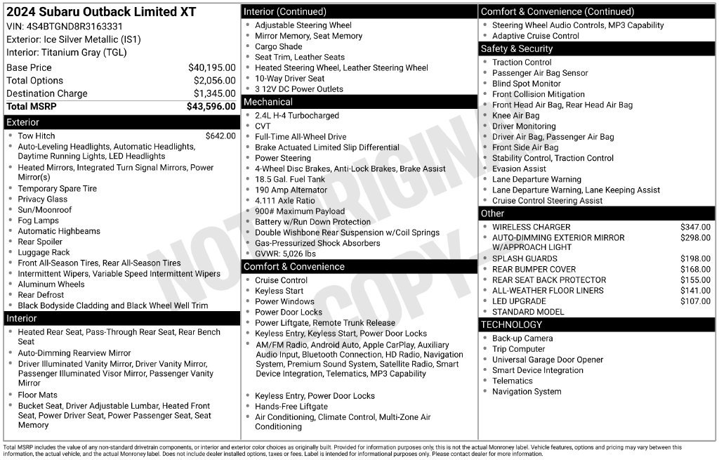 Certified 2024 Subaru Outback Limited XT AWD/4WD image 8