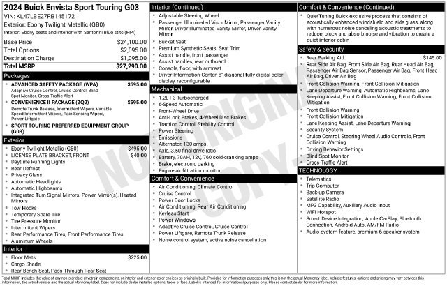 Certified 2024 Buick Envista Sport Touring w/ Convenience II Package FWD image 14