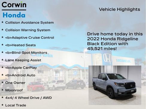 Used 2022 Honda Ridgeline Black Edition image 6