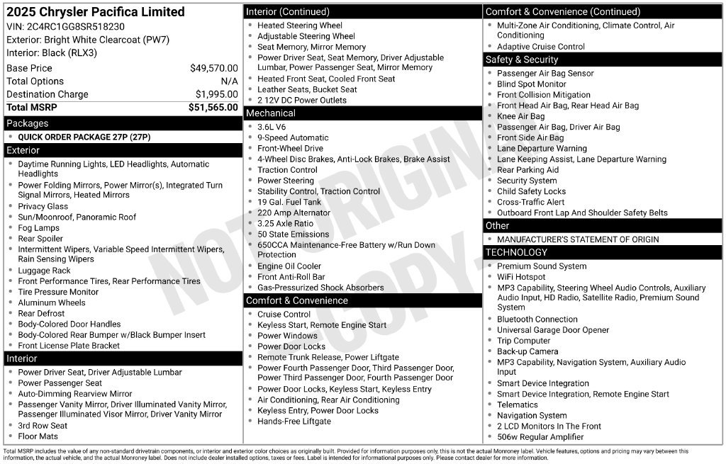 Used 2025 Chrysler Pacifica Limited FWD image 37