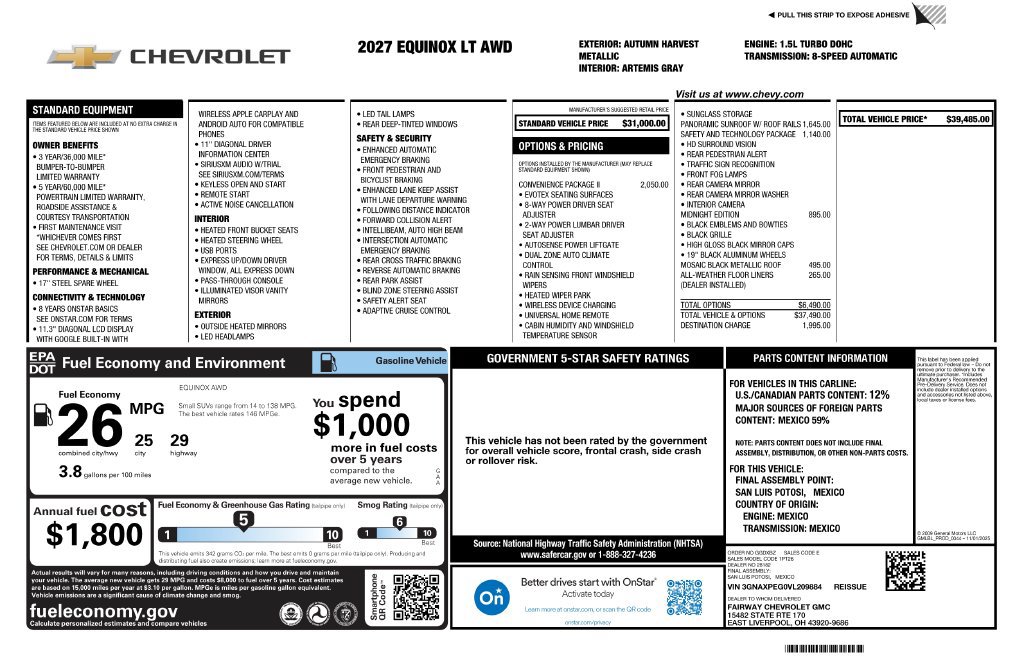 New 2027 Chevrolet Equinox LT w/ Convenience Package II AWD/4WD image 4