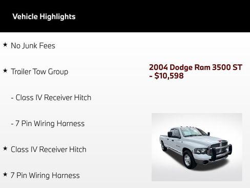 Used 2004 Dodge Ram 3500 Truck ST w/ Trailer Tow Group RWD image 5