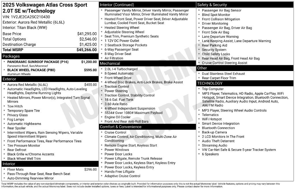 Used 2025 Volkswagen Atlas Cross Sport SE w/ Panoramic Sunroof Package FWD image 5
