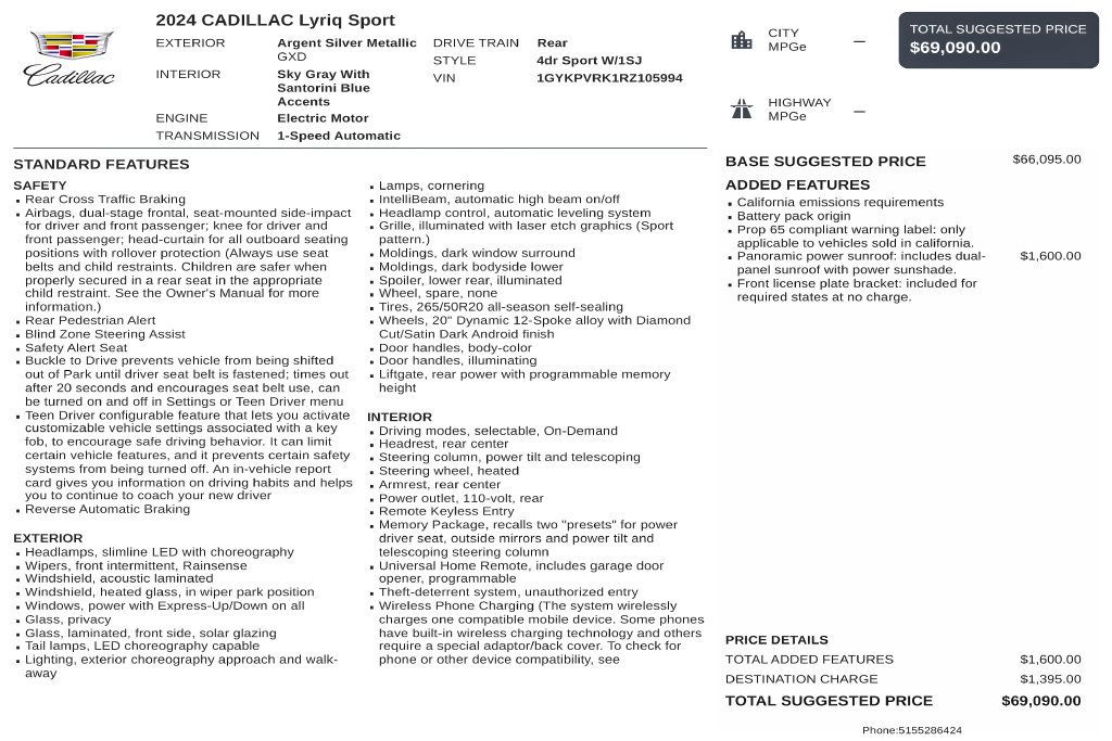 Used 2024 Cadillac Lyriq Sport RWD image 3