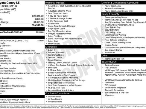 Used 2021 Toyota Camry LE w/ Carpet Mat Package (TMS) FWD image 2