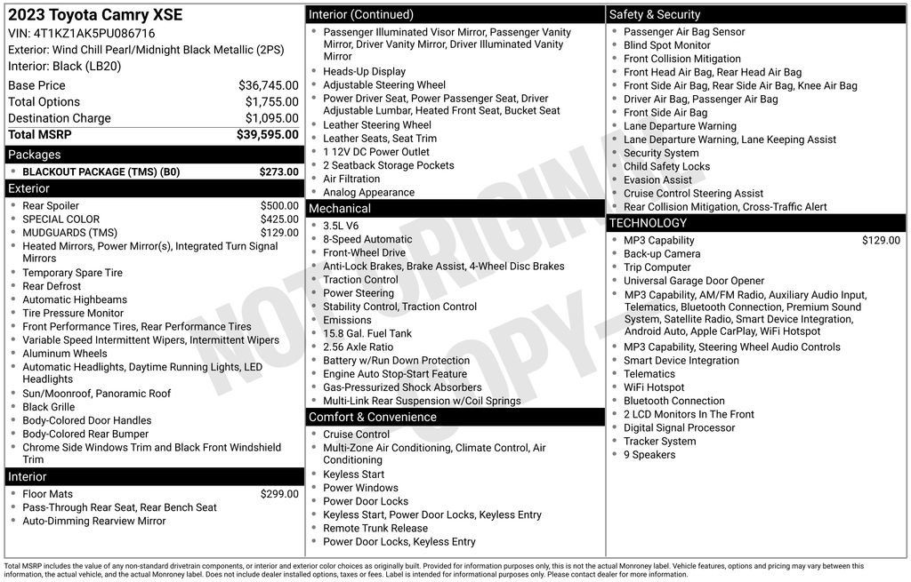 Used 2023 Toyota Camry XSE w/ Blackout Package (TMS) FWD image 3