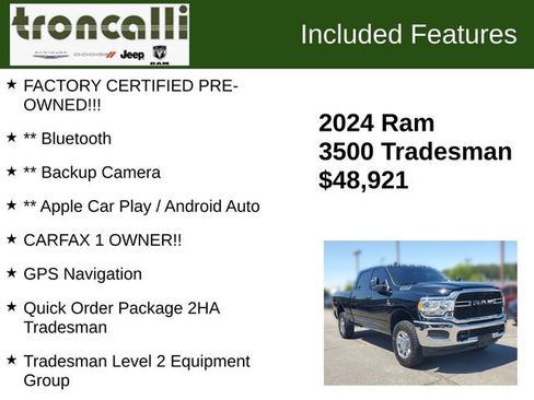 Certified 2024 RAM 3500 Tradesman w/ Chrome Appearance Group AWD/4WD image 5