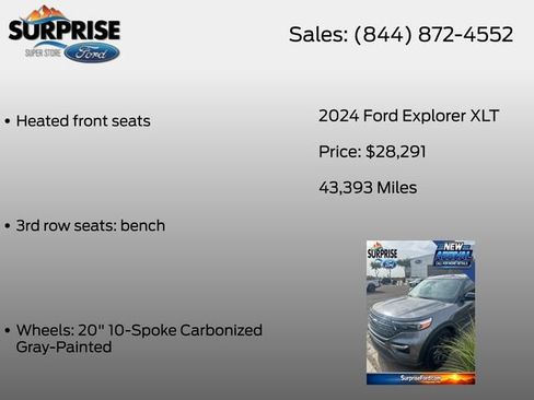 Used 2024 Ford Explorer XLT w/ Equipment Group 202A RWD image 20