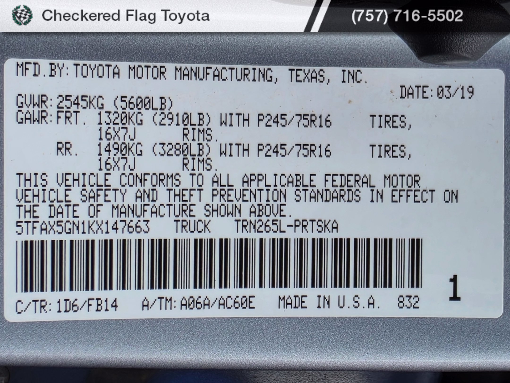 Used 2019 Toyota Tacoma SR RWD image 20
