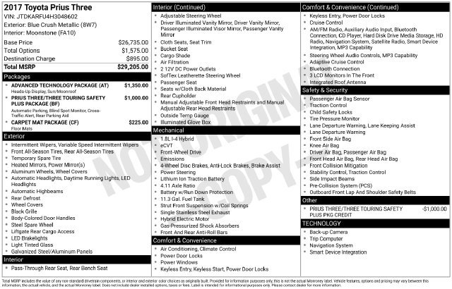 Used 2017 Toyota Prius Three w/ Advanced Technology Package FWD image 28