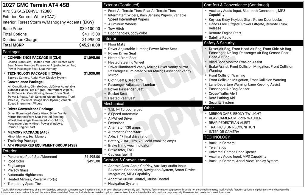 New 2027 GMC Terrain AT4 w/ Convenience Package III AWD/4WD image 5