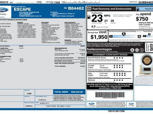 Used 2016 Ford Escape Titanium w/ Equipment Group 301A AWD/4WD image 20