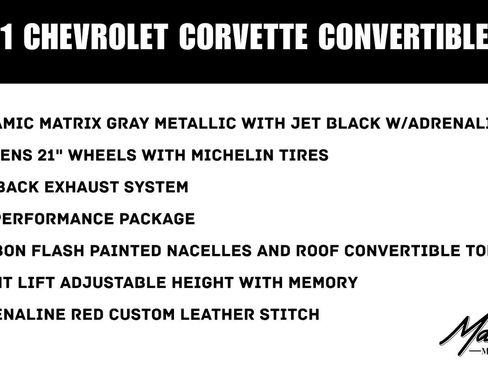 Used 2021 Chevrolet Corvette Stingray Premium Conv w/ Z51 Performance Package RWD image 2