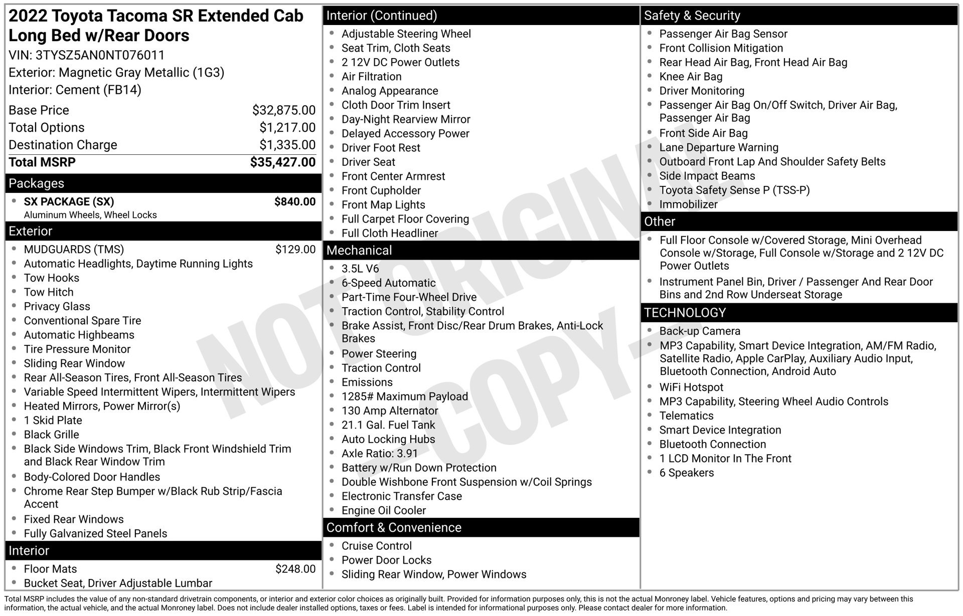 Used 2022 Toyota Tacoma SR w/ SX Package AWD/4WD image 4