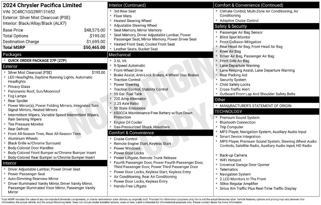 Used 2024 Chrysler Pacifica Limited FWD image 46