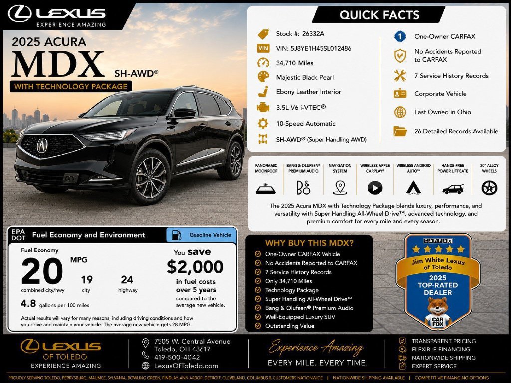 Used 2025 Acura MDX w/ Technology Package AWD/4WD image 1