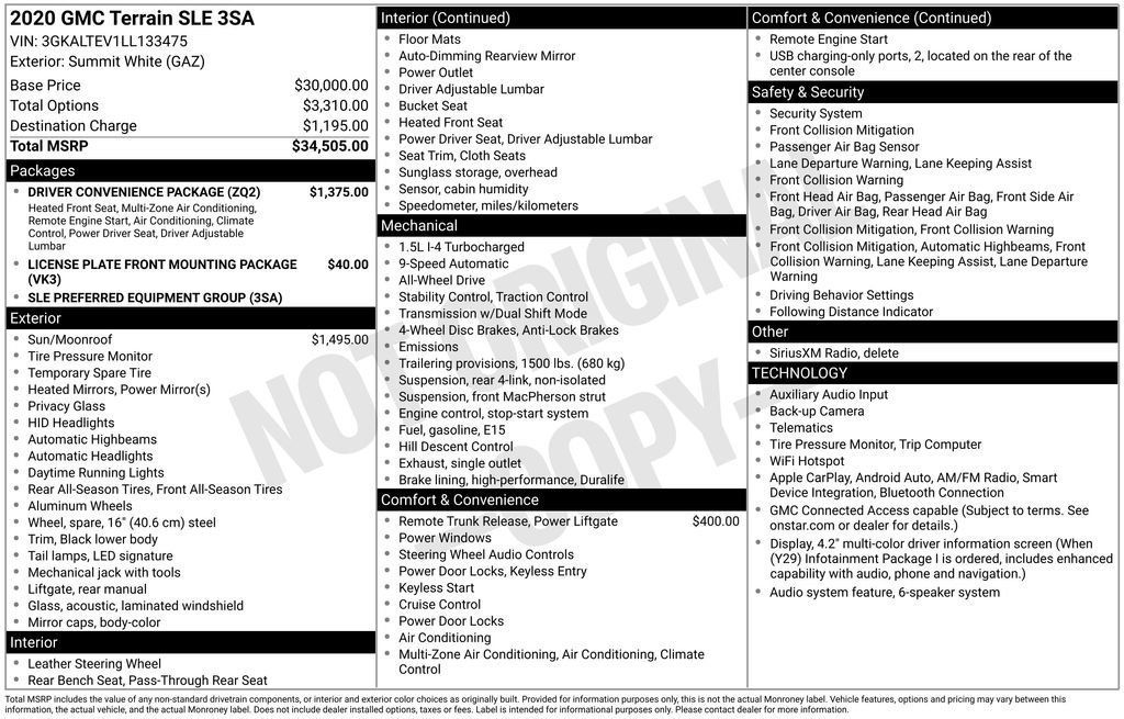 Certified 2020 GMC Terrain SLE w/ Driver Convenience Package AWD/4WD image 22