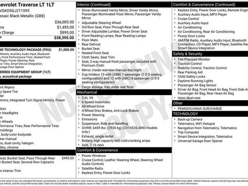 Used 2016 Chevrolet Traverse LT w/ Style and Technology Package image 9