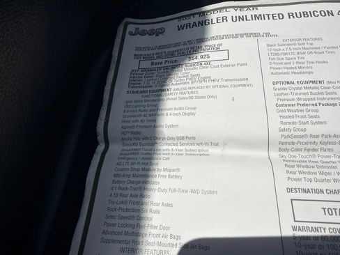 Used 2021 Jeep Wrangler Unlimited Rubicon 4xe w/ Cold Weather Group AWD/4WD image 46