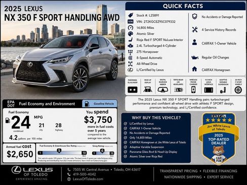 Certified 2025 Lexus NX 350 F Sport w/ Accessory Package (2T) AWD/4WD image 2