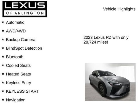 Used 2023 Lexus RZ 450e Premium w/ Technology Package AWD/4WD image 8