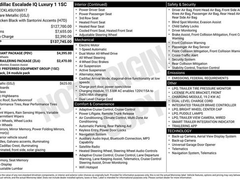 New 2025 Cadillac Escalade IQ Luxury 1 w/ LPO, Radiant Package image 4
