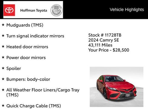 Used 2024 Toyota Camry SE AWD/4WD image 37