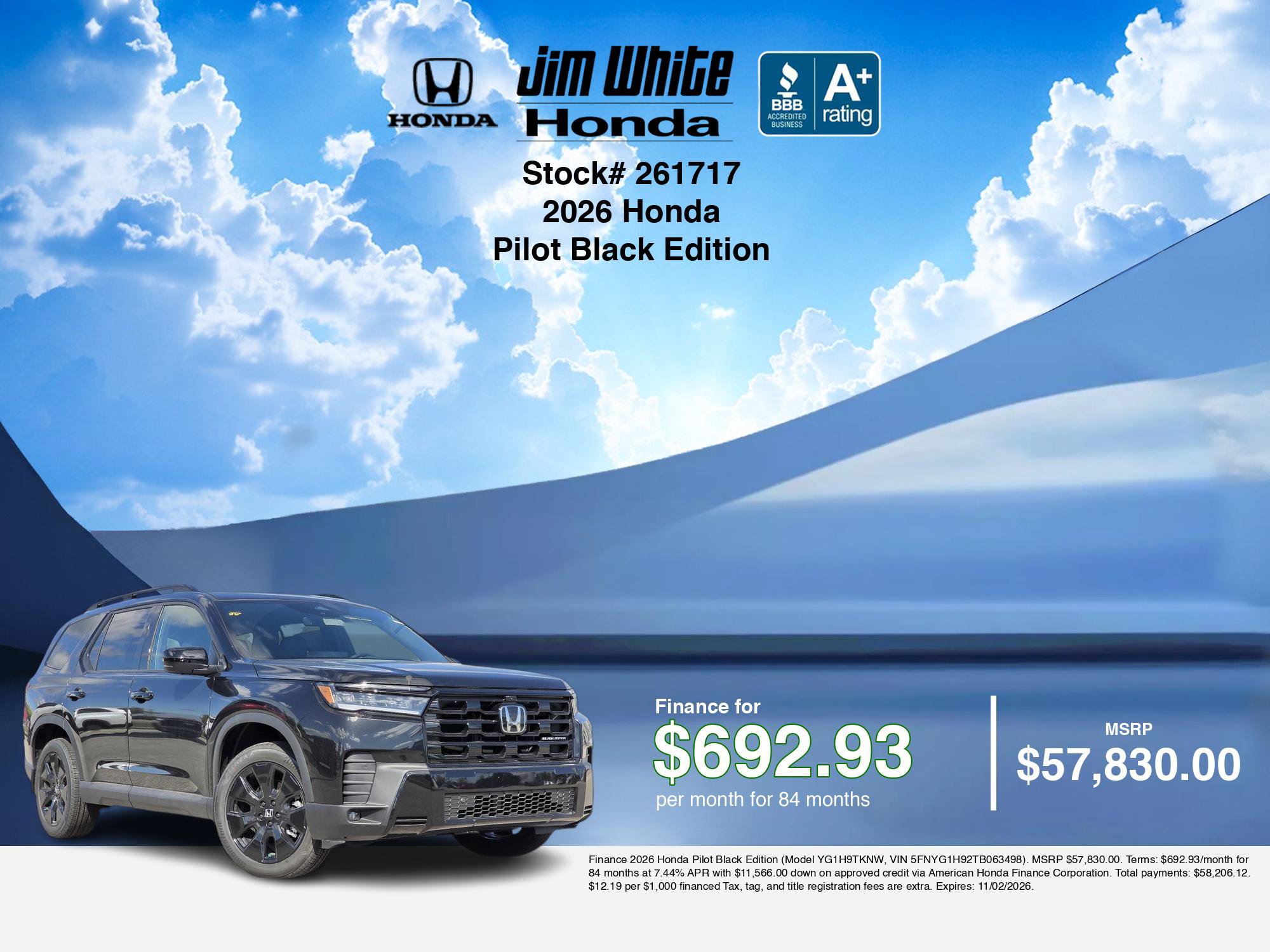 New 2026 Honda Pilot Black Edition image 8