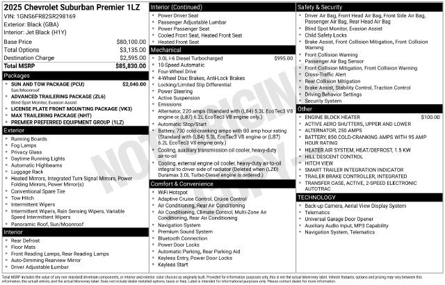 Certified 2025 Chevrolet Suburban Premier w/ Sun And Tow Package AWD/4WD image 5