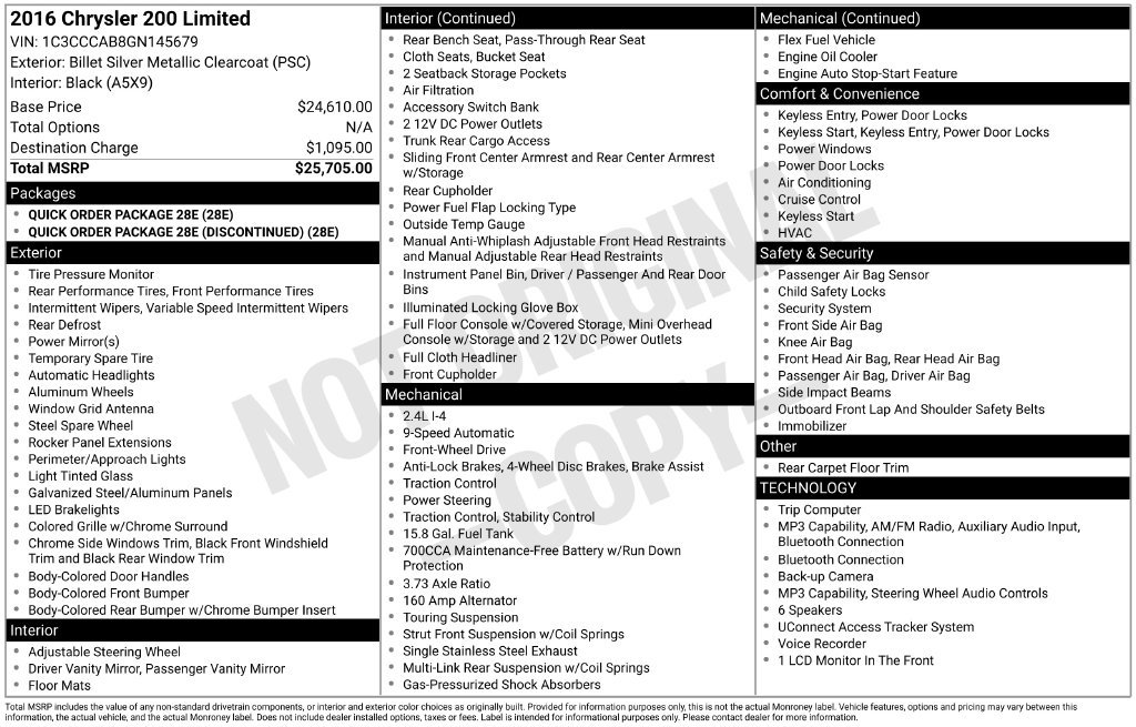 Used 2016 Chrysler 200 Limited FWD image 2