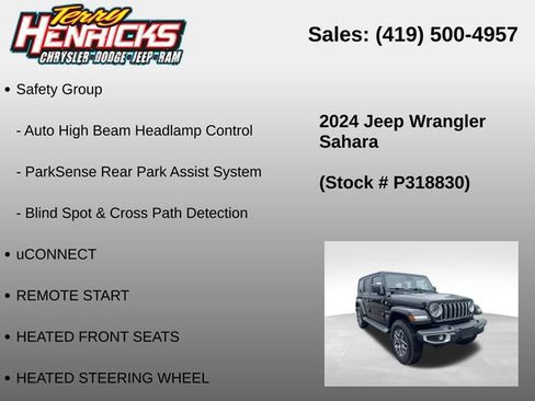 Used 2024 Jeep Wrangler Unlimited Sahara w/ Safety Group AWD/4WD image 12