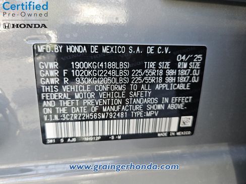Certified 2025 Honda HR-V Sport image 14