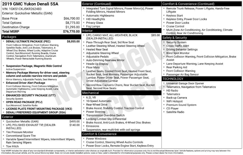 Used 2019 GMC Yukon Denali w/ Denali Ultimate Package RWD image 21