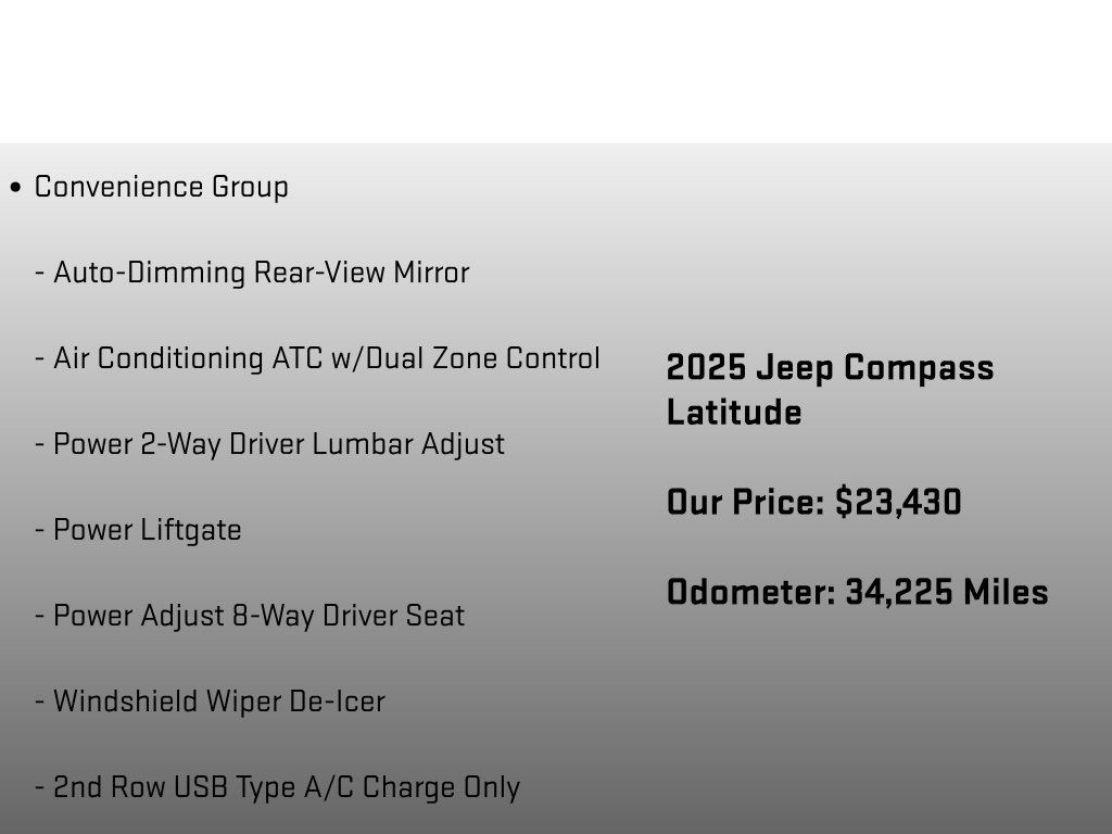 Used 2025 Jeep Compass Latitude w/ Sun & Sound Group AWD/4WD image 12