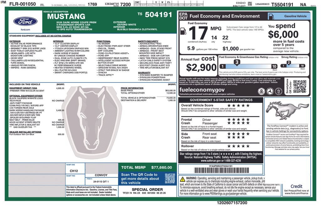 New 2026 Ford Mustang Dark Horse w/ Dark Horse Handlin Package RWD image 5